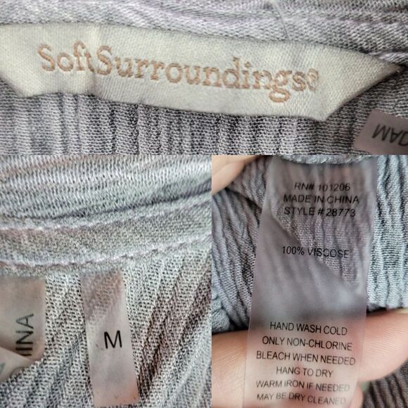 Soft Surroundings Top Tunic Crinkle Gauze Cowl Asymmetrical Tab Sleeve Gray M - Picture 5 of 17